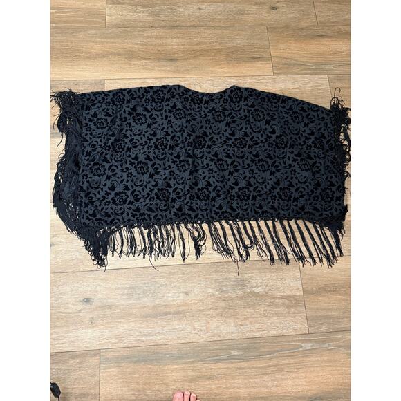 Rancho Estancia Top XL Shirt Geometric Fringe Cowgirl V-Neck Boho Black - Picture 7 of 7